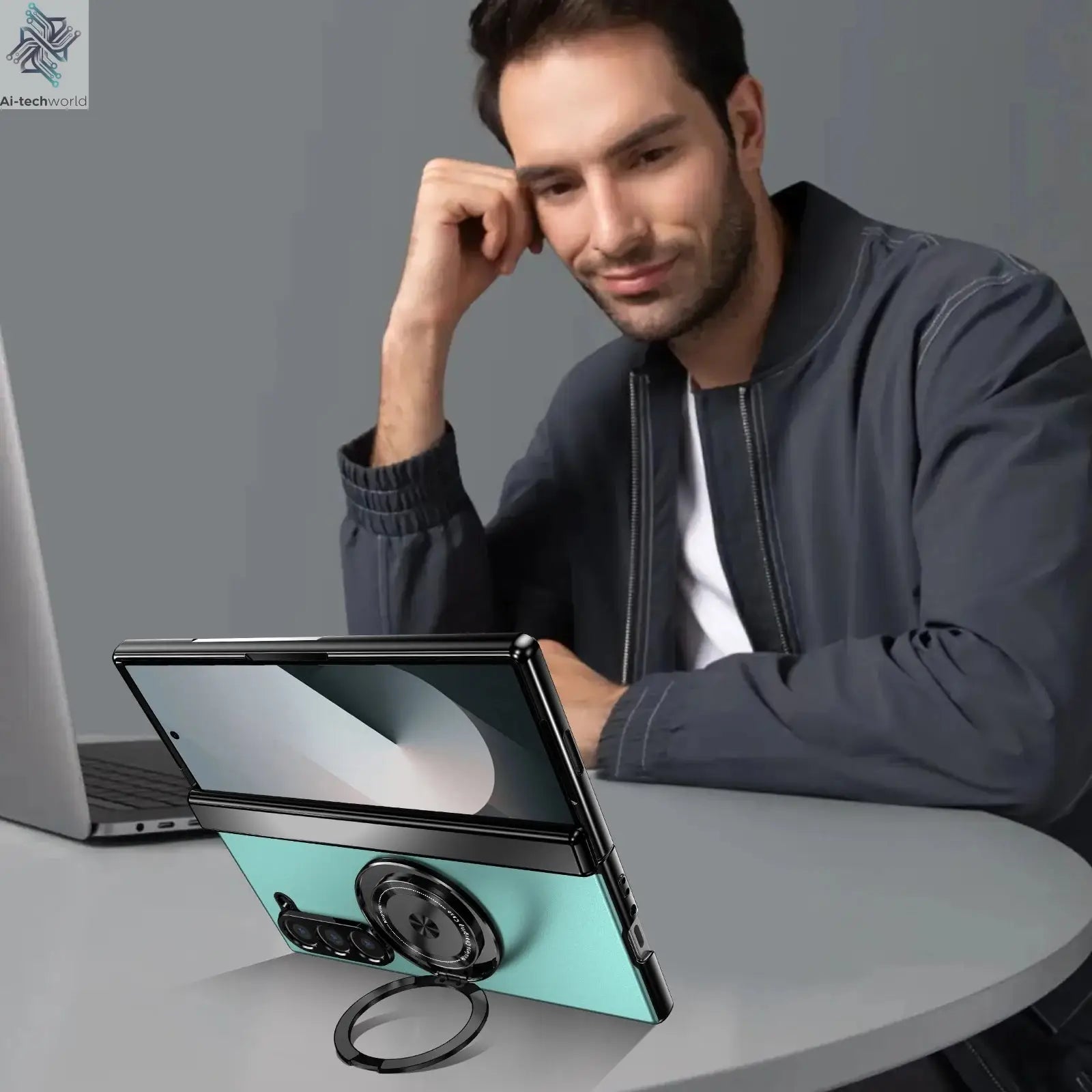 VIETAO Aluminum Alloy Plate PC Back Cover Z Fold 7 Phone Case With 360° Rotatable Magnet Metal Bracket For Galaxy Z Fold 7/6/5/4 Ai-TechWorld 