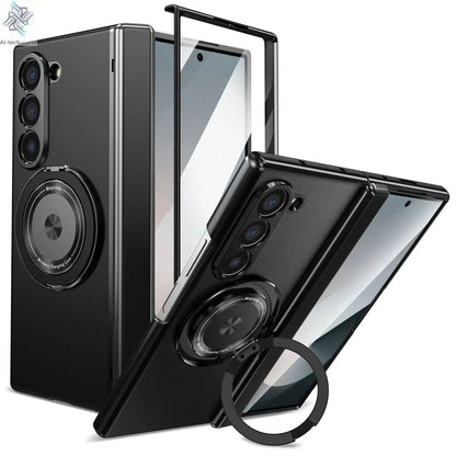 VIETAO Aluminum Alloy Plate PC Back Cover Z Fold 7 Phone Case With 360° Rotatable Magnet Metal Bracket For Galaxy Z Fold 7/6/5/4 Ai-TechWorld 