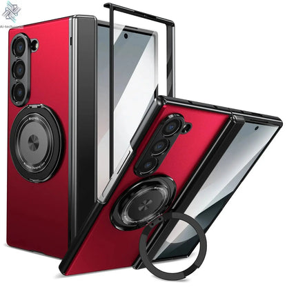 VIETAO Aluminum Alloy Plate PC Back Cover Z Fold 7 Phone Case With 360° Rotatable Magnet Metal Bracket For Galaxy Z Fold 7/6/5/4 Ai-TechWorld 