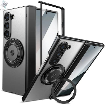 VIETAO Aluminum Alloy Plate PC Back Cover Z Fold 7 Phone Case With 360° Rotatable Magnet Metal Bracket For Galaxy Z Fold 7/6/5/4 Ai-TechWorld 