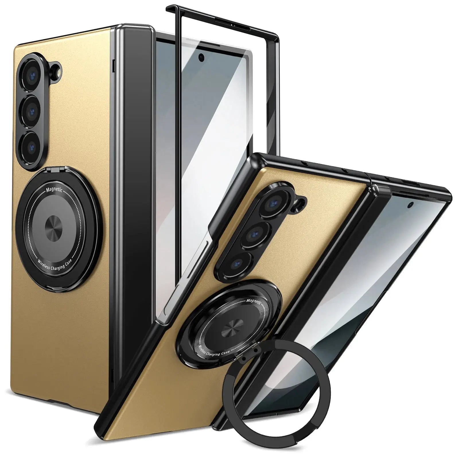 VIETAO Aluminum Alloy Plate PC Back Cover Z Fold 7 Phone Case With 360° Rotatable Magnet Metal Bracket For Galaxy Z Fold 7/6/5/4 Ai-TechWorld 