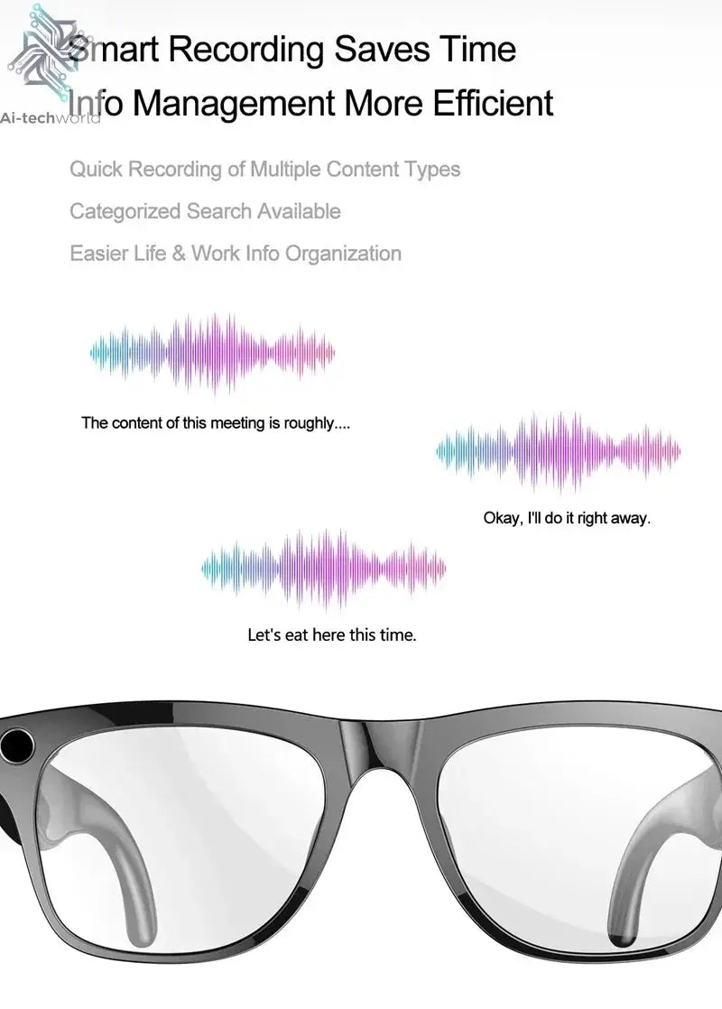 VIVO 4K HD AI Smart Glasses GPT100MP Multifunctional Camera Chat Bluetooth Call Voice Assistant Music Player Smart Translation Exam or homework passing glasses Ai-TechWorld 