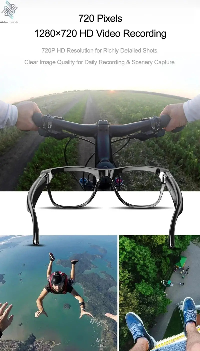 VIVO 4K HD AI Smart Glasses GPT100MP Multifunctional Camera Chat Bluetooth Call Voice Assistant Music Player Smart Translation Exam or homework passing glasses Ai-TechWorld 