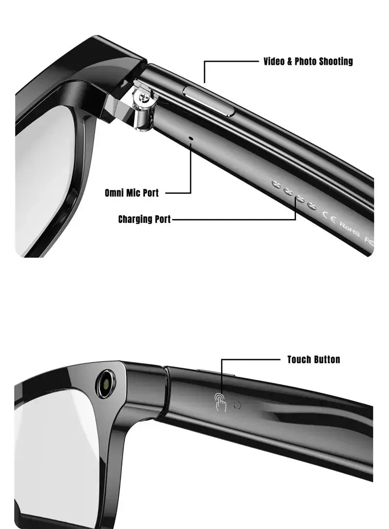 VIVO 4K HD AI Smart Glasses GPT100MP Multifunctional Camera Chat Bluetooth Call Voice Assistant Music Player Smart Translation Exam or homework passing glasses Ai-TechWorld 