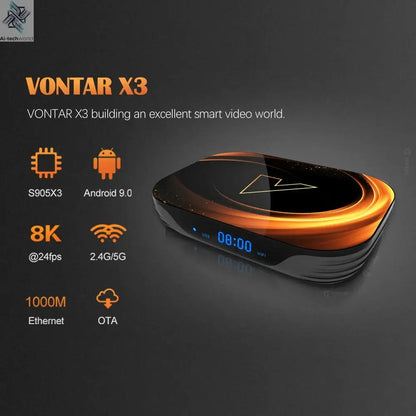 VONTAR X3 4GB 32GB 8K TV BOX Android 9 Smart Android TVBOX 9.0 Amlogic S905X3 Wifi 1080P BT 4K Set Top Box media player Ai-TechWorld 