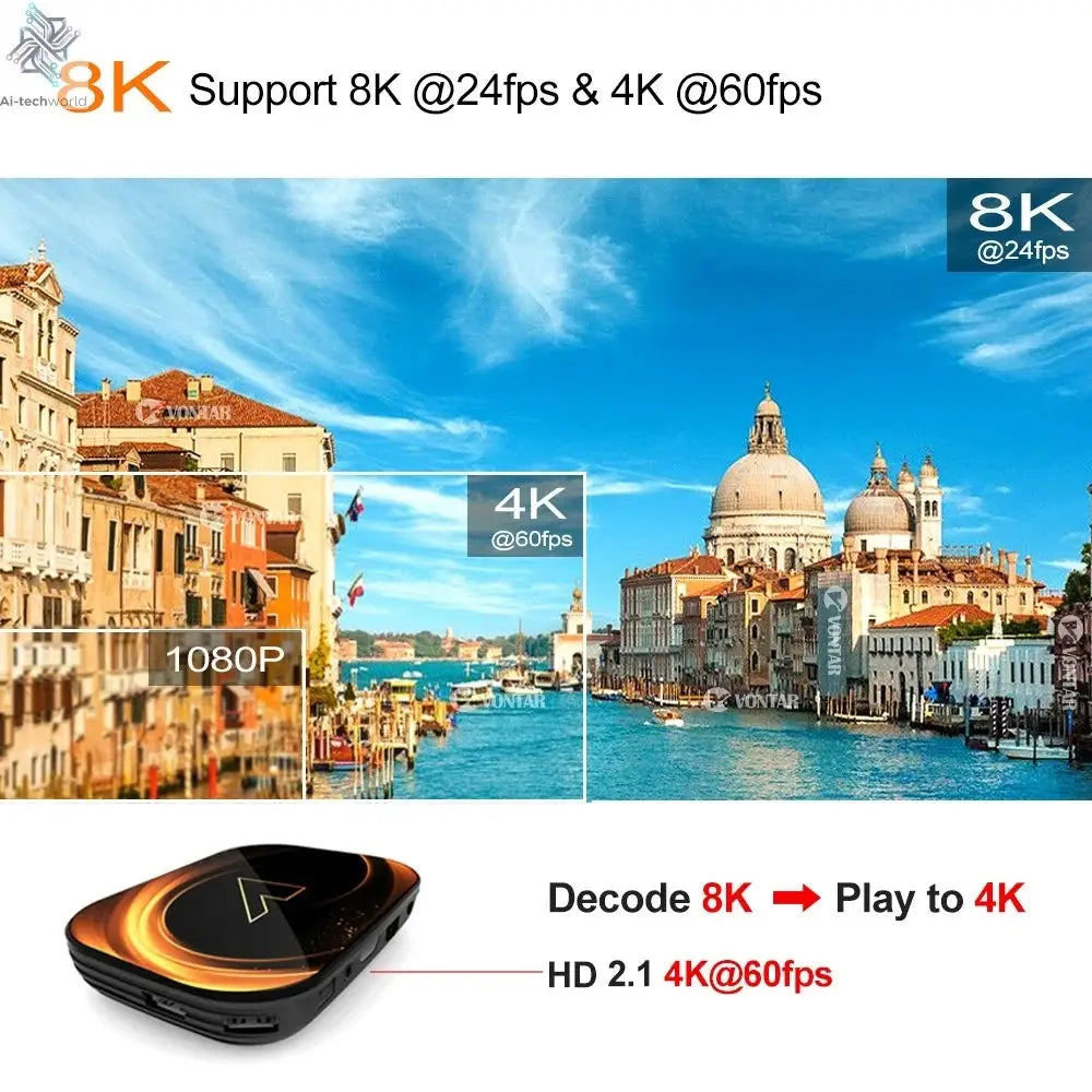 VONTAR X3 4GB 32GB 8K TV BOX Android 9 Smart Android TVBOX 9.0 Amlogic S905X3 Wifi 1080P BT 4K Set Top Box media player Ai-TechWorld 