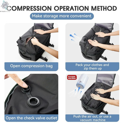 Vacuum Backpack Travel Bag for Men Large Capacity Backpack Business Laptop Backpack Women Men Expandable Backpack School Bag Ai-TechWorld