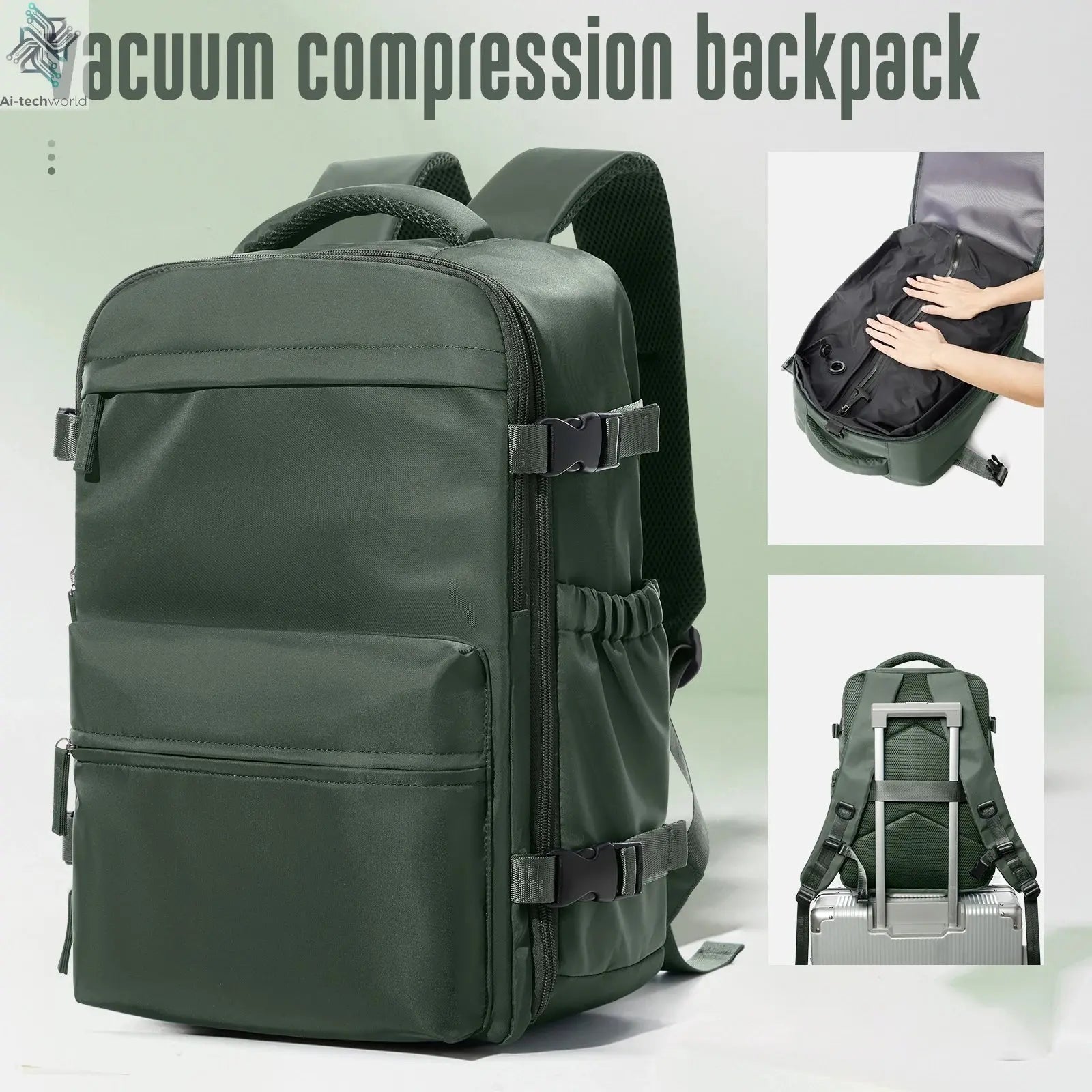 Vacuum Backpack Travel Bag for Men Large Capacity Backpack Business Laptop Backpack Women Men Expandable Backpack School Bag Ai-TechWorld