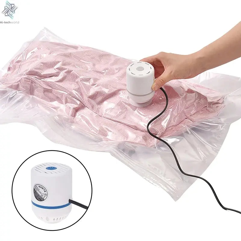 Vacuum Compression Bag Electric Pump Suction Pump Mini Vacuum Sealer Machine Space Saver for Clothes Food Organizer Ai-TechWorld 