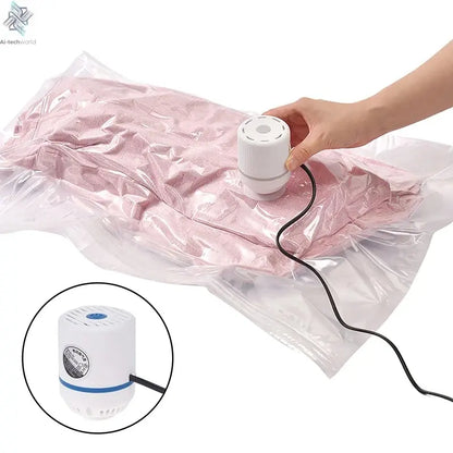 Vacuum Compression Bag Electric Pump Suction Pump Mini Vacuum Sealer Machine Space Saver for Clothes Food Organizer Ai-TechWorld 