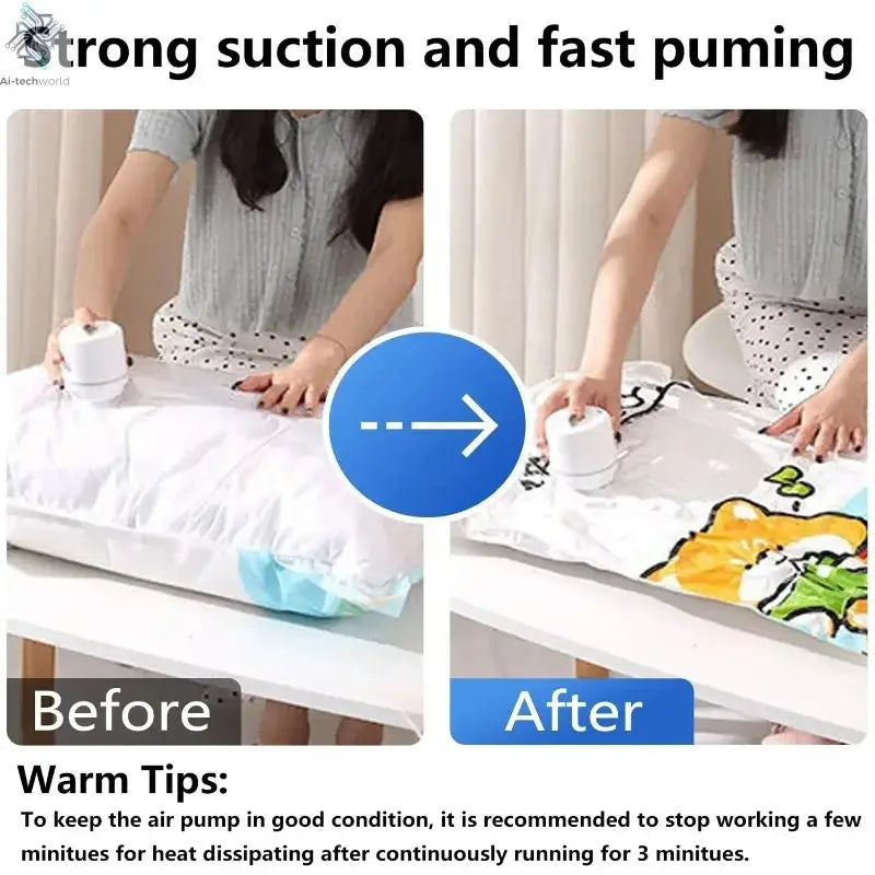 Vacuum Compression Bag Pump Vacuum Electric Air Pump Sealer Machine Travel Vacuum Bag Electric Pump for Clothes Food Organizer Ai-TechWorld 
