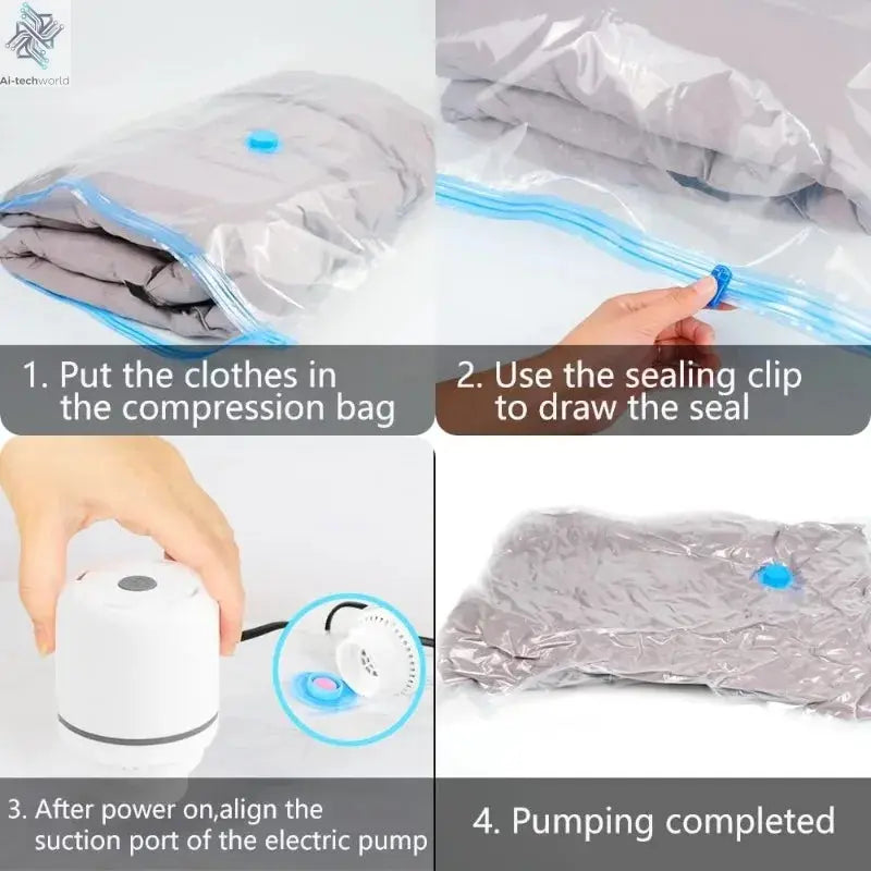 Vacuum Compression Bag Pump Vacuum Electric Air Pump Sealer Machine Travel Vacuum Bag Electric Pump for Clothes Food Organizer Ai-TechWorld 
