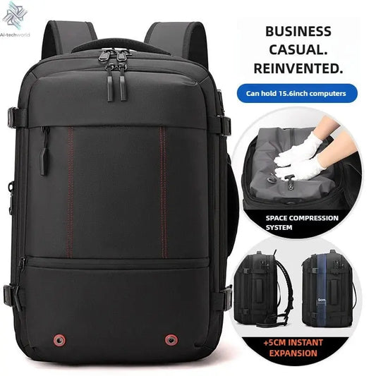 Vacuum Compression Mens Backpack Expandable Large Capacity Multi functional Laptop Bag Short Trip Travel Hiking Pack Ai-TechWorld