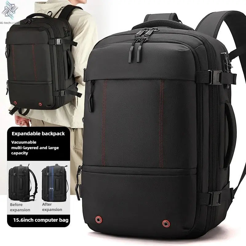 Vacuum Compression Mens Backpack Expandable Large Capacity Multi functional Laptop Bag Short Trip Travel Hiking Pack Ai-TechWorld