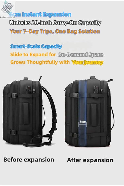 Vacuum Compression Mens Backpack Expandable Large Capacity Multi functional Laptop Bag Short Trip Travel Hiking Pack Ai-TechWorld
