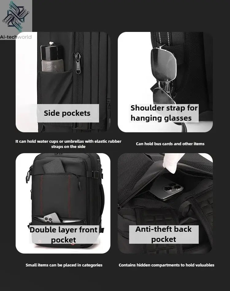 Vacuum Compression Mens Backpack Expandable Large Capacity Multi functional Laptop Bag Short Trip Travel Hiking Pack Ai-TechWorld