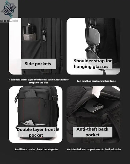 Vacuum Compression Mens Backpack Expandable Large Capacity Multi functional Laptop Bag Short Trip Travel Hiking Pack Ai-TechWorld