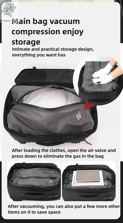 Vacuum Compression Mens Backpack Expandable Large Capacity Multi functional Laptop Bag Short Trip Travel Hiking Pack Ai-TechWorld