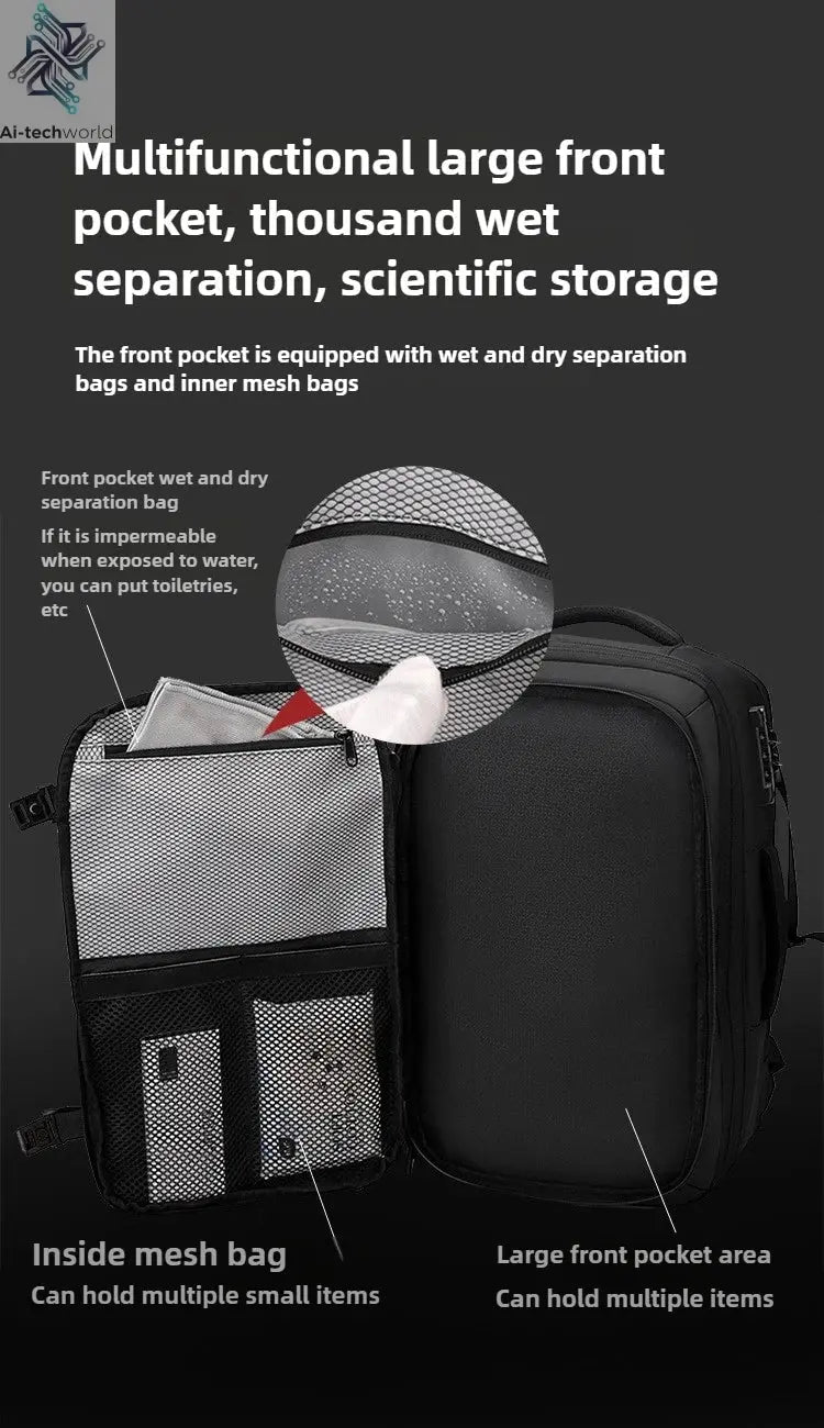 Vacuum Compression Mens Backpack Expandable Large Capacity Multi functional Laptop Bag Short Trip Travel Hiking Pack Ai-TechWorld