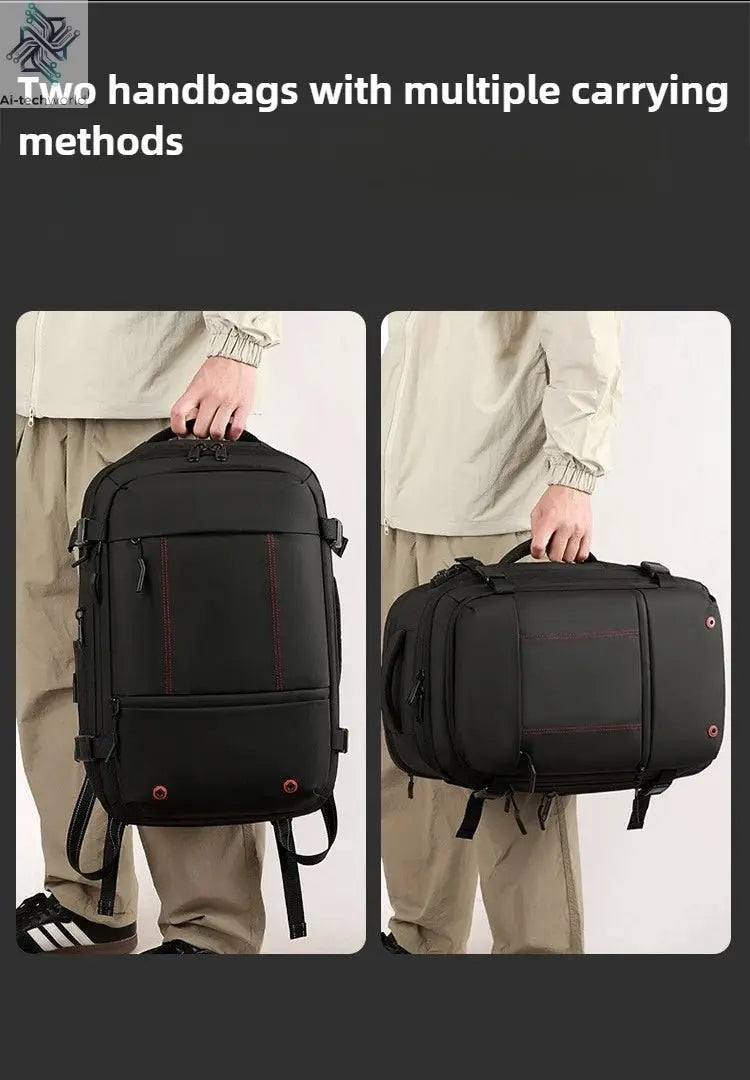 Vacuum Compression Mens Backpack Expandable Large Capacity Multi functional Laptop Bag Short Trip Travel Hiking Pack Ai-TechWorld