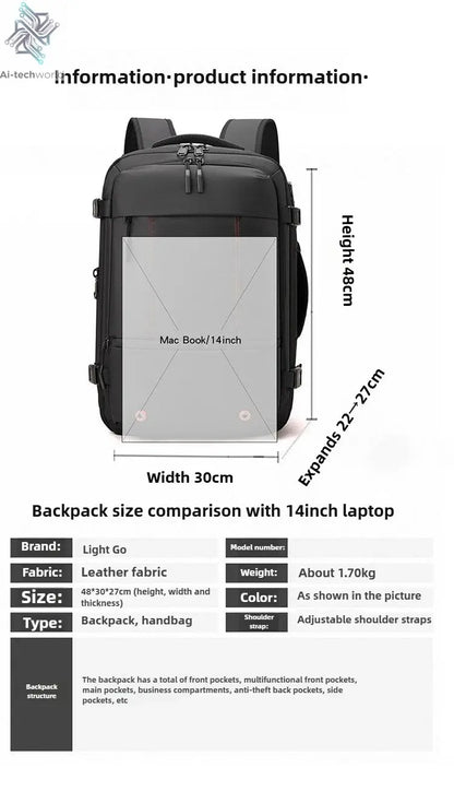Vacuum Compression Mens Backpack Expandable Large Capacity Multi functional Laptop Bag Short Trip Travel Hiking Pack Ai-TechWorld
