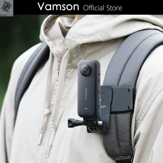 Vamson Backpack Clip for Insta360 x3 for GoPro Hero 11 10 9 Camera 360° Rotate Shoulder Belt Mount Accessories for Dji Action Ai-TechWorld 