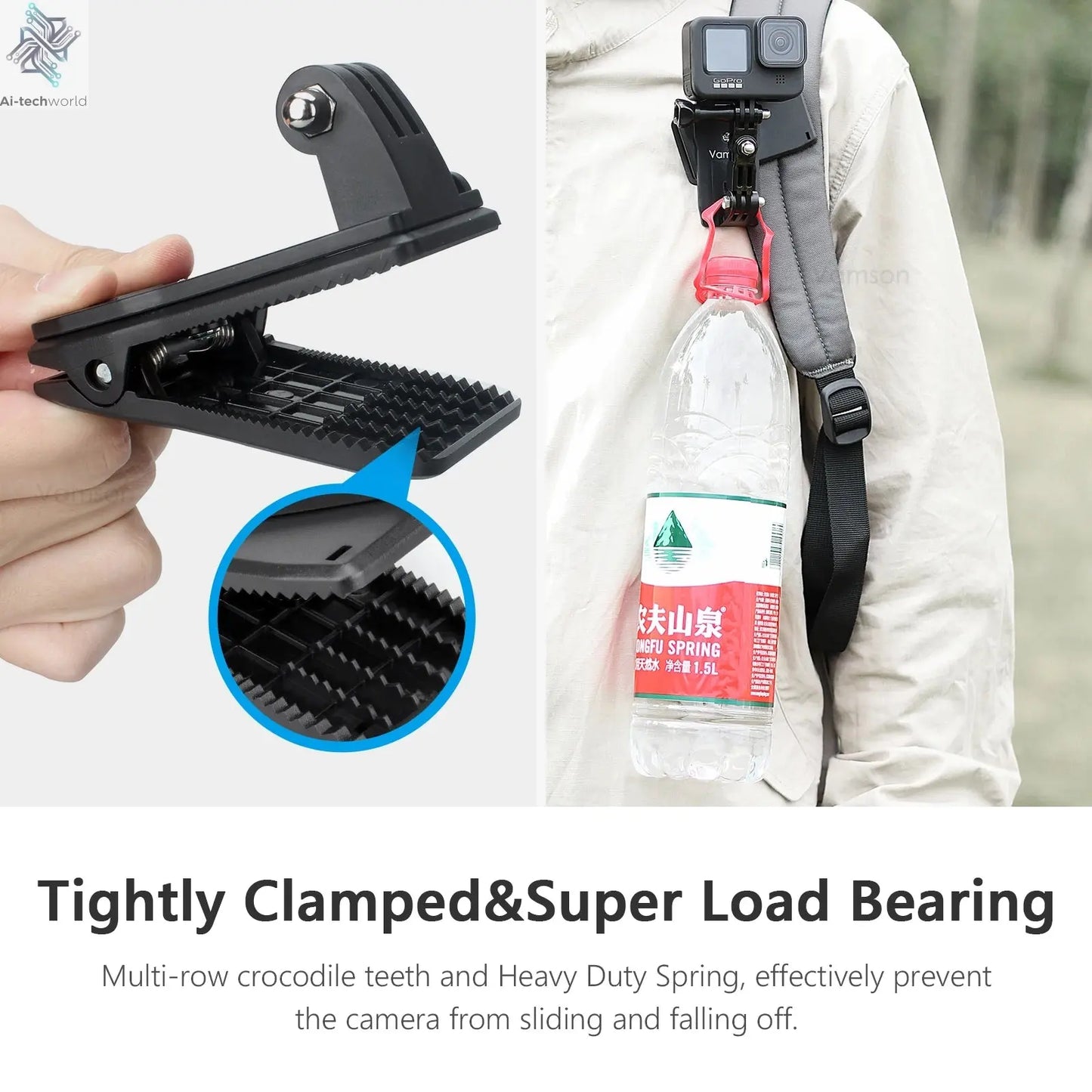 Vamson Backpack Clip for Insta360 x3 for GoPro Hero 11 10 9 Camera 360° Rotate Shoulder Belt Mount Accessories for Dji Action Ai-TechWorld 