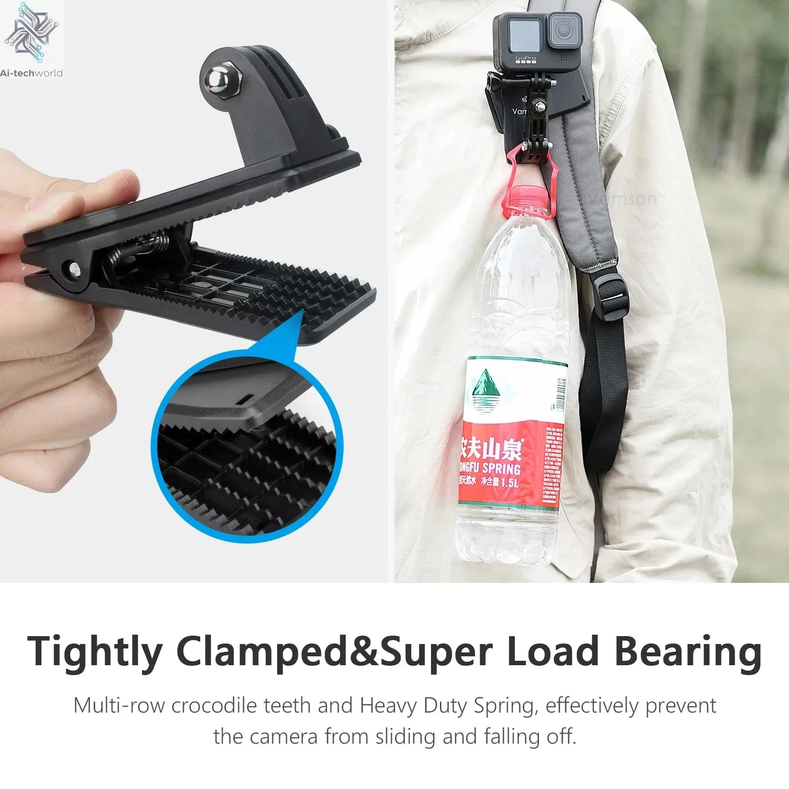 Vamson Backpack Clip for Insta360 x3 for GoPro Hero 11 10 9 Camera 360° Rotate Shoulder Belt Mount Accessories for Dji Action Ai-TechWorld 
