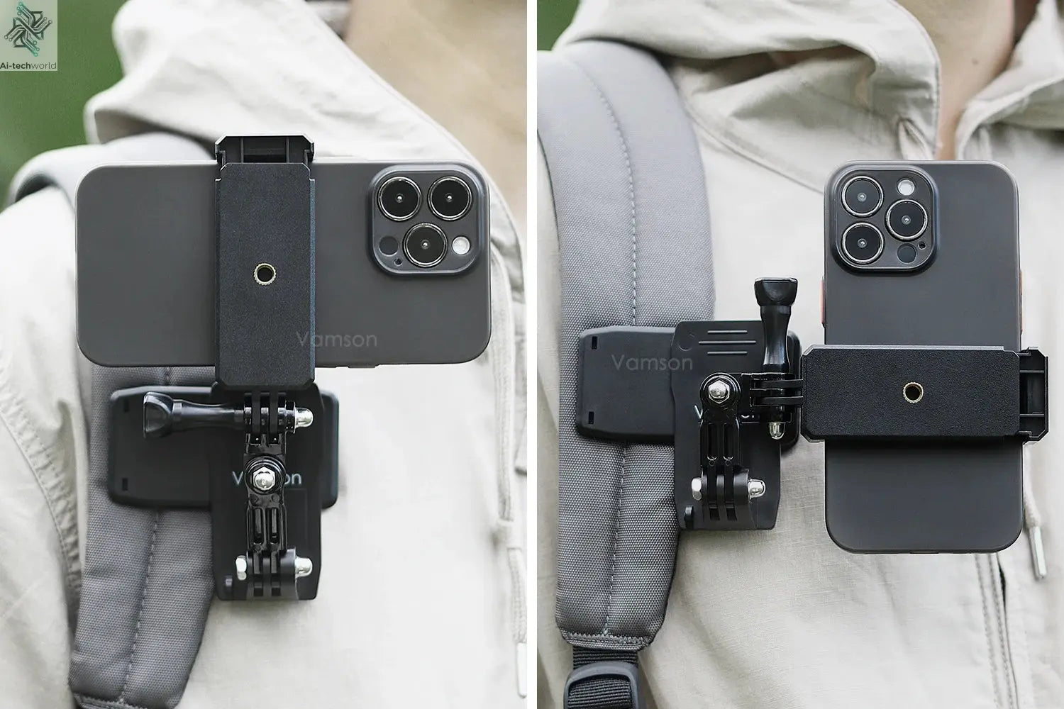 Vamson Backpack Clip for Insta360 x3 for GoPro Hero 11 10 9 Camera 360° Rotate Shoulder Belt Mount Accessories for Dji Action Ai-TechWorld 