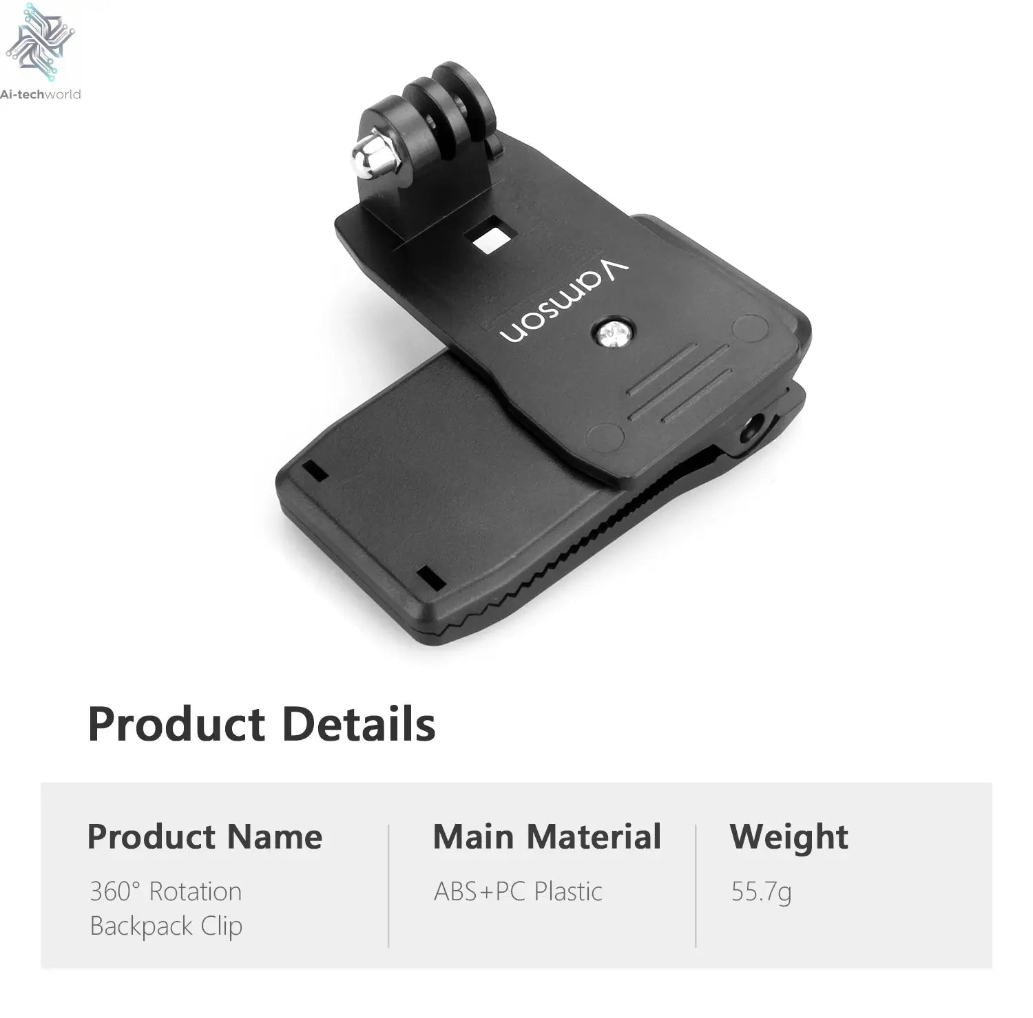 Vamson Backpack Clip for Insta360 x3 for GoPro Hero 11 10 9 Camera 360° Rotate Shoulder Belt Mount Accessories for Dji Action Ai-TechWorld 