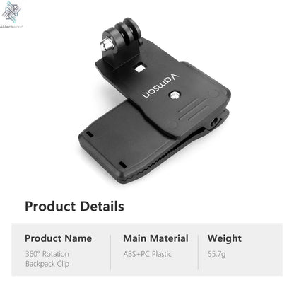 Vamson Backpack Clip for Insta360 x3 for GoPro Hero 11 10 9 Camera 360° Rotate Shoulder Belt Mount Accessories for Dji Action Ai-TechWorld 