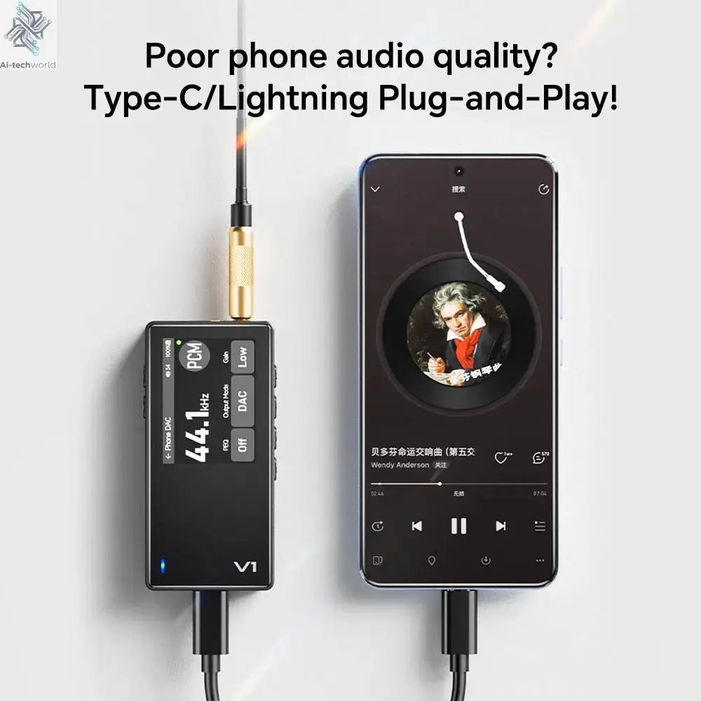 Variations V1 EZHiFi&TempoTec HiFI music player, digital audio player, USB DAC,headphone amplifier, 4.4mm&3.5mm ports, PEQ, Ai-TechWorld 