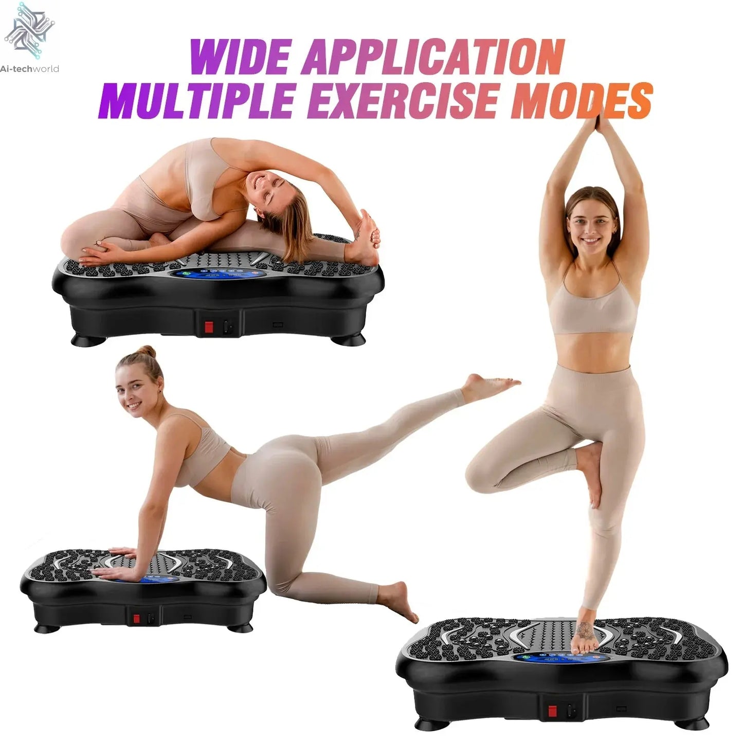 Vibration Plate Exercise Machine Fat - Burning Full Body Workout Power Vibration n Resistance Bands Fitness Equipmen Weight Loss - Ai - TechWorld