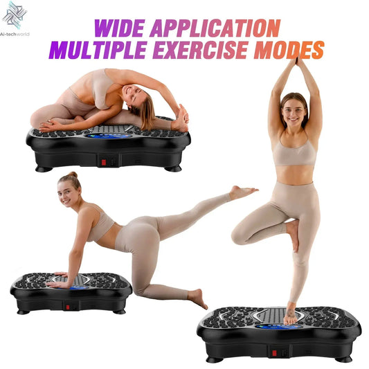 Vibration Plate Exercise Machine Fat - Burning Full Body Workout Power Vibration n Resistance Bands Fitness Equipmen Weight Loss - Ai - TechWorld