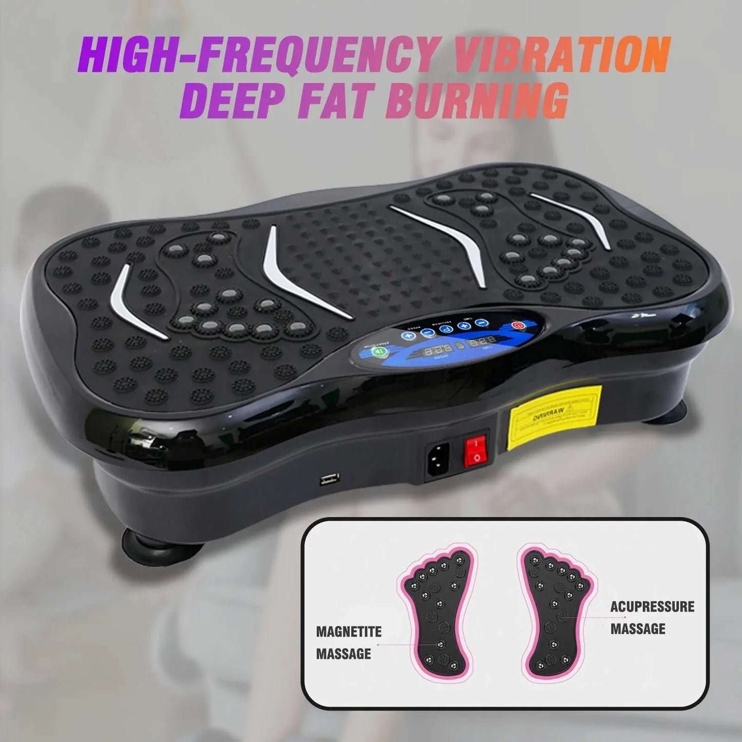 Vibration Plate Exercise Machine Fat - Burning Full Body Workout Power Vibration n Resistance Bands Fitness Equipmen Weight Loss - Ai - TechWorld