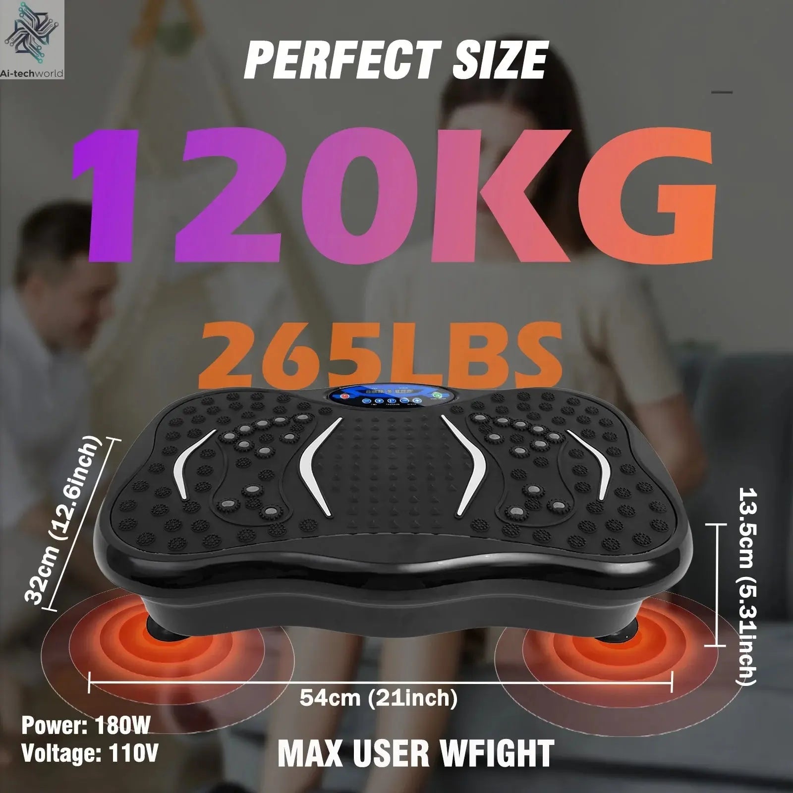Vibration Plate Exercise Machine Fat - Burning Full Body Workout Power Vibration n Resistance Bands Fitness Equipmen Weight Loss - Ai - TechWorld
