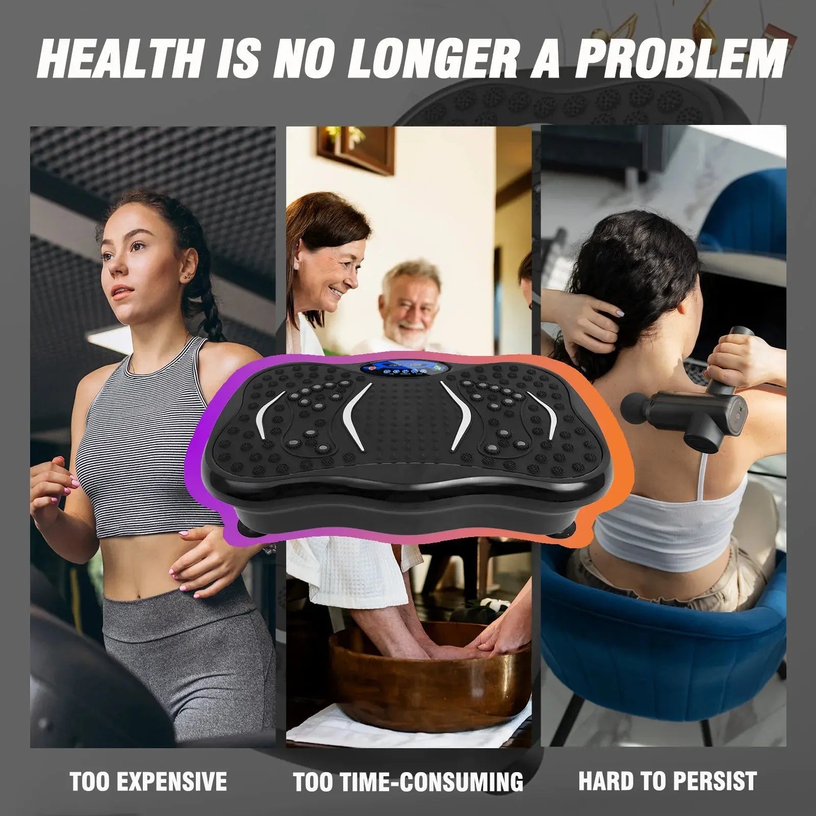 Vibration Plate Exercise Machine Fat - Burning Full Body Workout Power Vibration n Resistance Bands Fitness Equipmen Weight Loss - Ai - TechWorld