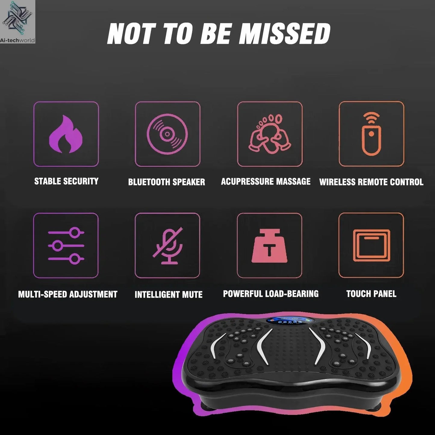 Vibration Plate Exercise Machine Fat - Burning Full Body Workout Power Vibration n Resistance Bands Fitness Equipmen Weight Loss - Ai - TechWorld