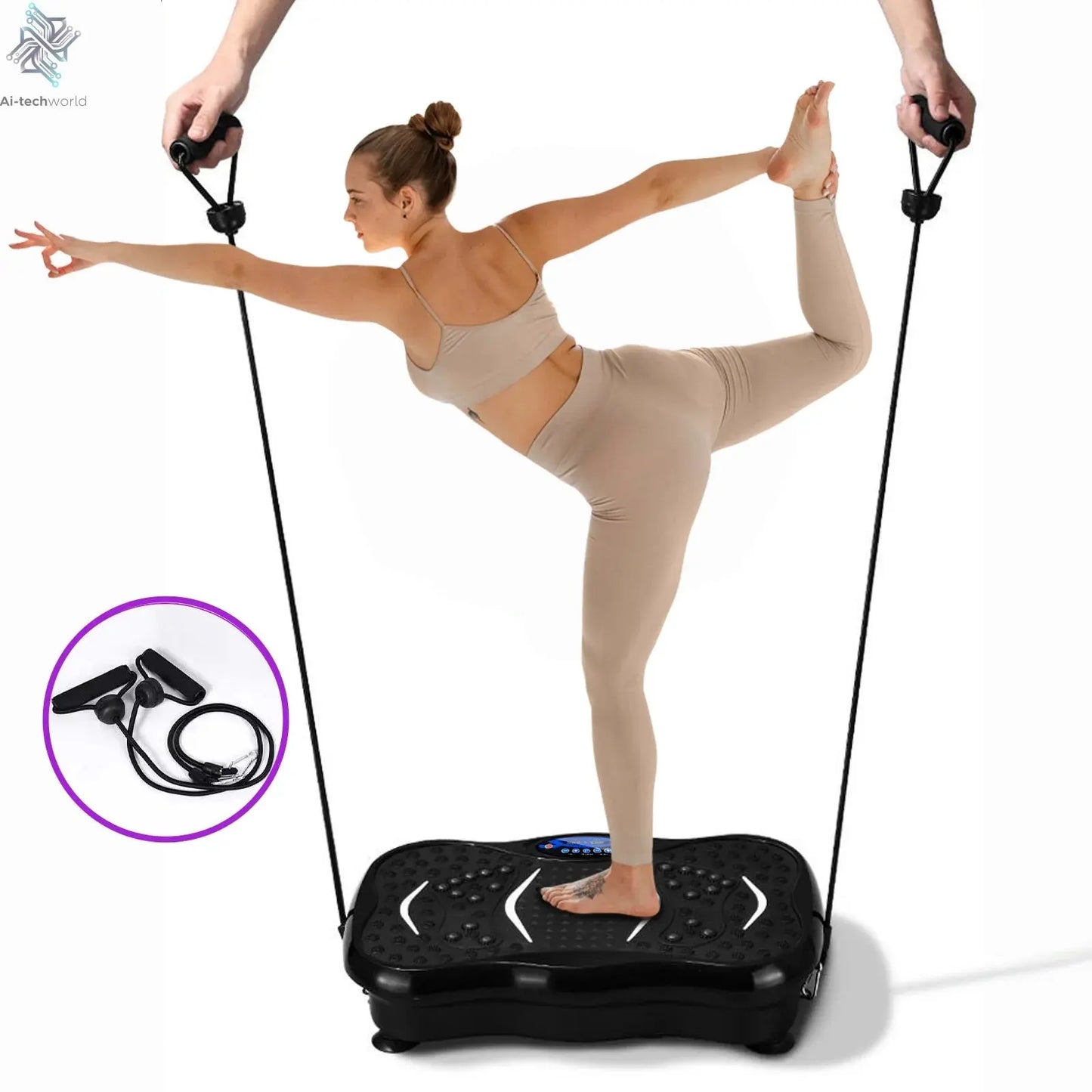 Vibration Plate Exercise Machine Fat - Burning Full Body Workout Power Vibration n Resistance Bands Fitness Equipmen Weight Loss - Ai - TechWorld