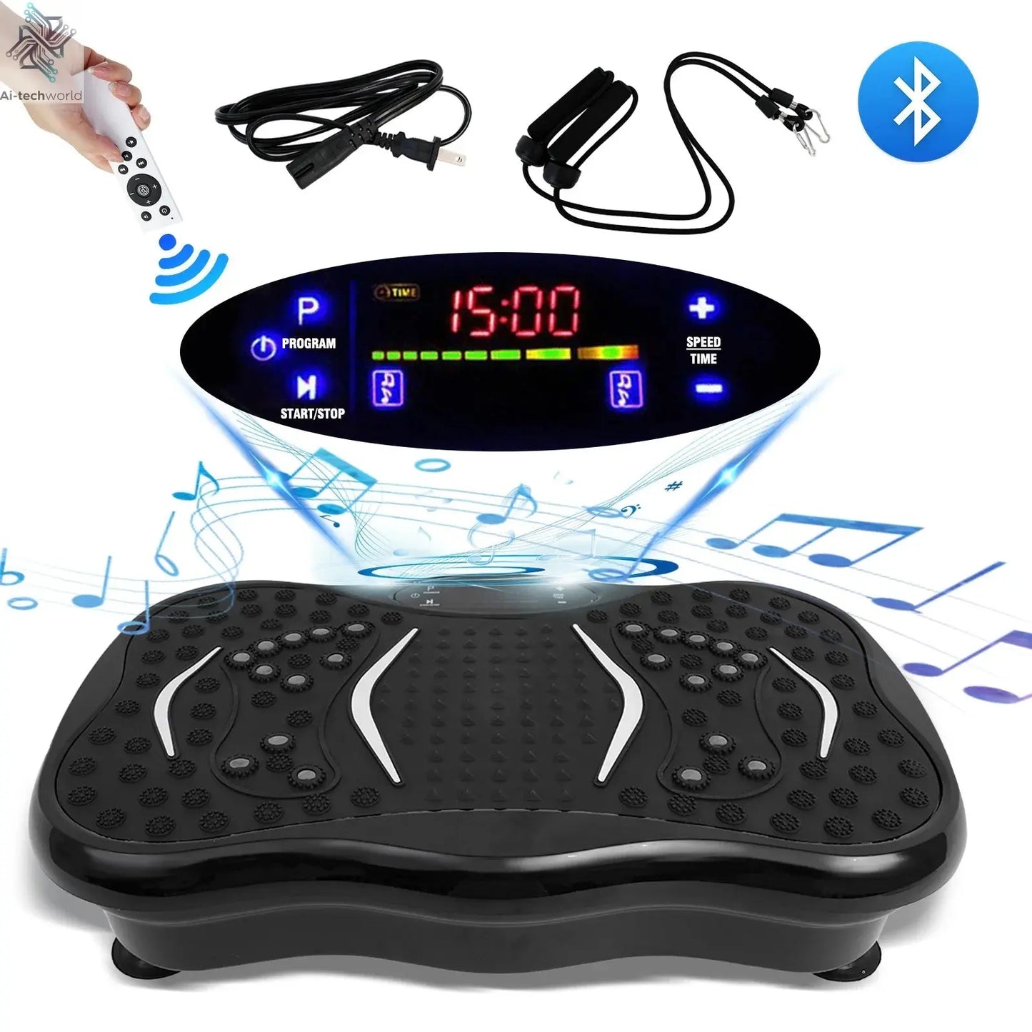 Vibration Plate Exercise Machine Fat - Burning Full Body Workout Power Vibration n Resistance Bands Fitness Equipmen Weight Loss - Ai - TechWorld