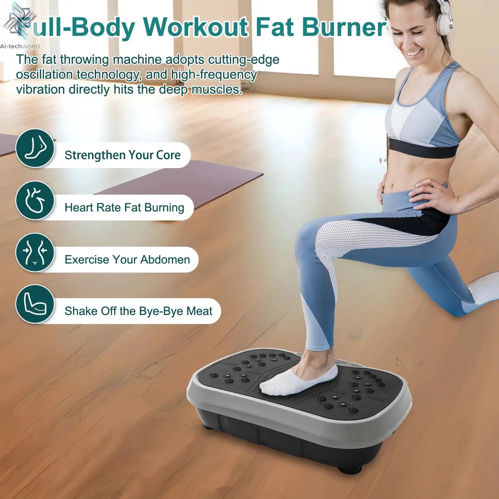 Vibration Plate Exercise Machine Fat-Burning Home Fitness Fat Slinger Shaping Whole Body Workout Portable Fitness Equipment - Ai-TechWorld
