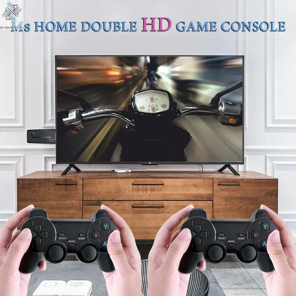 Video Game Sticks M8 Console 2.4G Dual Wireless Controller Game Stick 4K 10000 games 64GB Retro game For Dropshiopping Xmas Gift Ai-TechWorld 