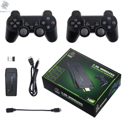 Video Game Sticks M8 Console 2.4G Dual Wireless Controller Game Stick 4K 10000 games 64GB Retro game For Dropshiopping Xmas Gift Ai-TechWorld 