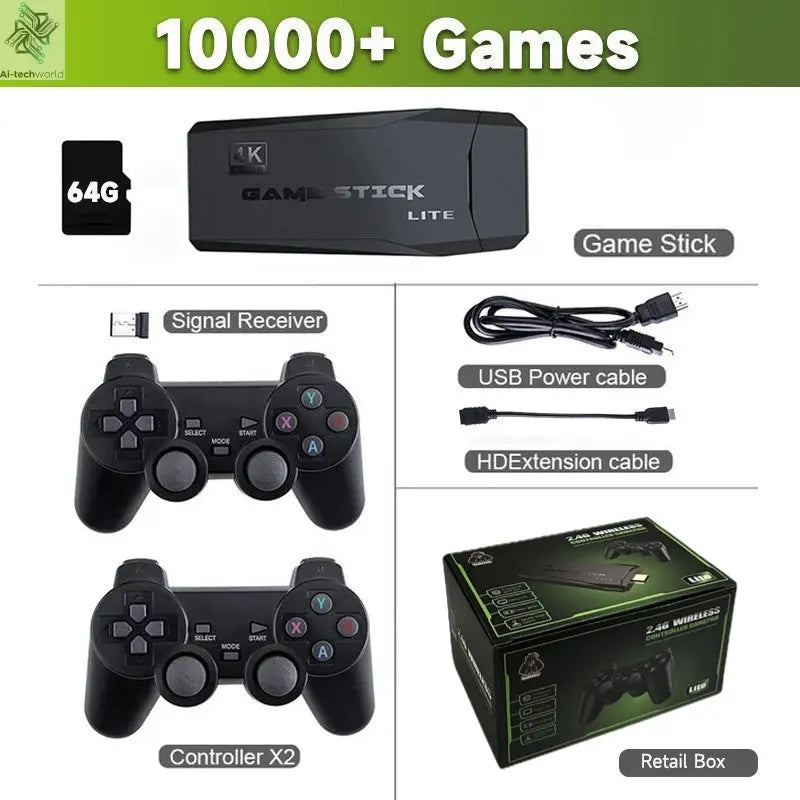 Video Game Sticks M8 Console 2.4G Dual Wireless Controller Game Stick 4K 10000 games 64GB Retro game For Dropshiopping Xmas Gift Ai-TechWorld 