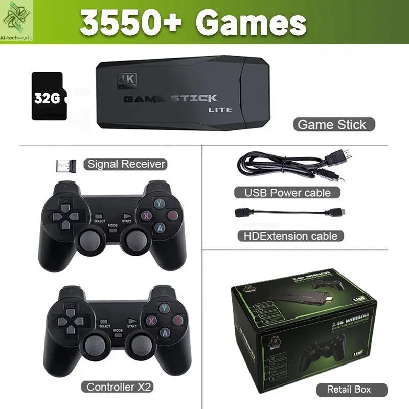 Video Game Sticks M8 Console 2.4G Dual Wireless Controller Game Stick 4K 10000 games 64GB Retro game For Dropshiopping Xmas Gift Ai-TechWorld 