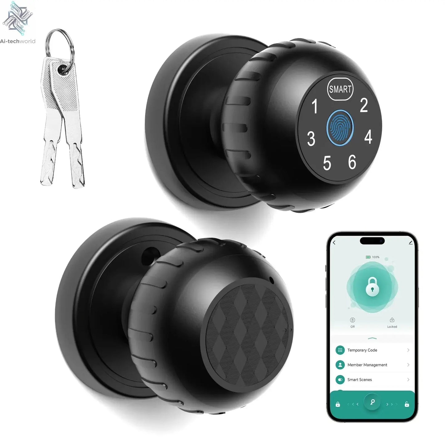 Viladepot Smart Lock Fingerprint Door Lock App Control Passcode Unlock Electronic Touchscreen Keypad Indoor Ai-TechWorld 