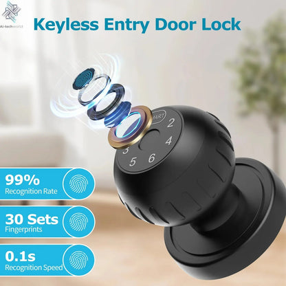 Viladepot Smart Lock Fingerprint Door Lock App Control Passcode Unlock Electronic Touchscreen Keypad Indoor Ai-TechWorld 