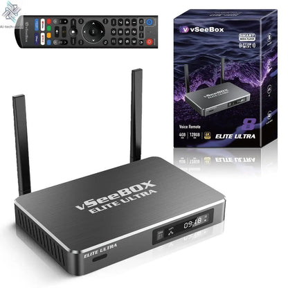 Vseebox ELITE ULTRA with Voice control 8K 2025 Model Timeshift Feature 4GB RAM + 128 GB Storage  Streaming Box Ai-TechWorld 