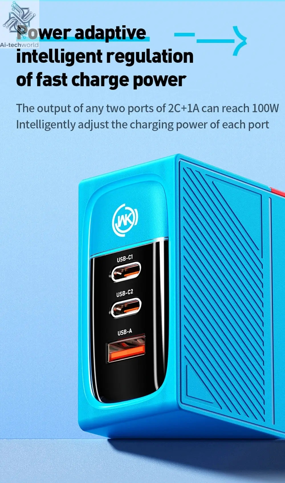 WEKOME GaN 100W Charger High Speed Fast Charging Type C Charger for Xiaomi 13 Samsung s23 ultra iPhone 15 pro max Macbook Pro Ai-TechWorld 