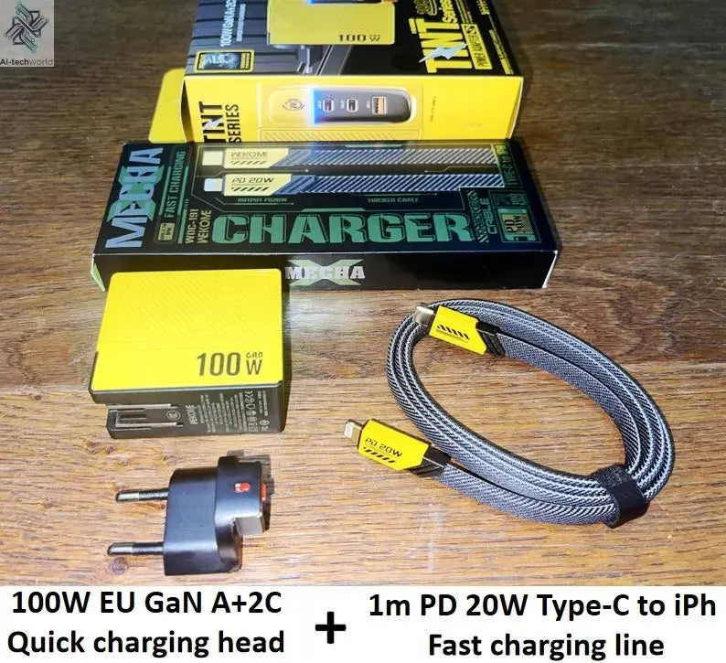 WEKOME GaN 100W Charger High Speed Fast Charging Type C Charger for Xiaomi 13 Samsung s23 ultra iPhone 15 pro max Macbook Pro Ai-TechWorld 